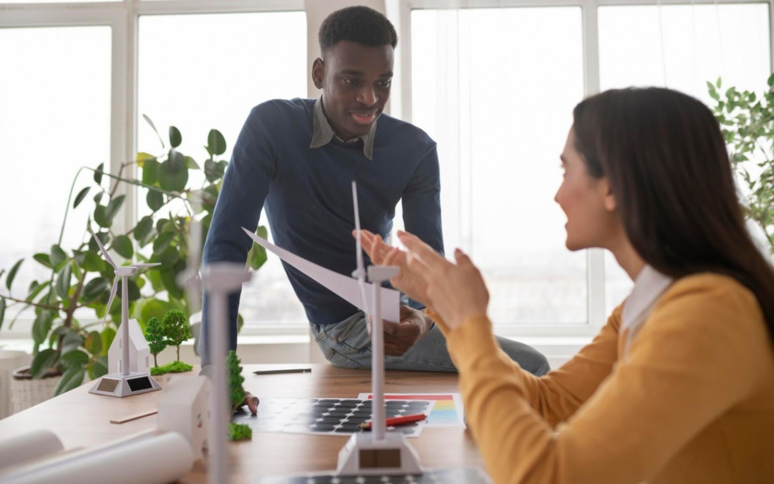 Business professionals engaged in negotiation training session